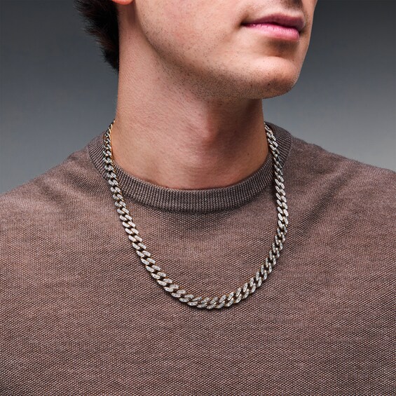 2 CT. T.w. Diamond Pavé-Set Curb Chain Necklace in 10K Gold - 22”