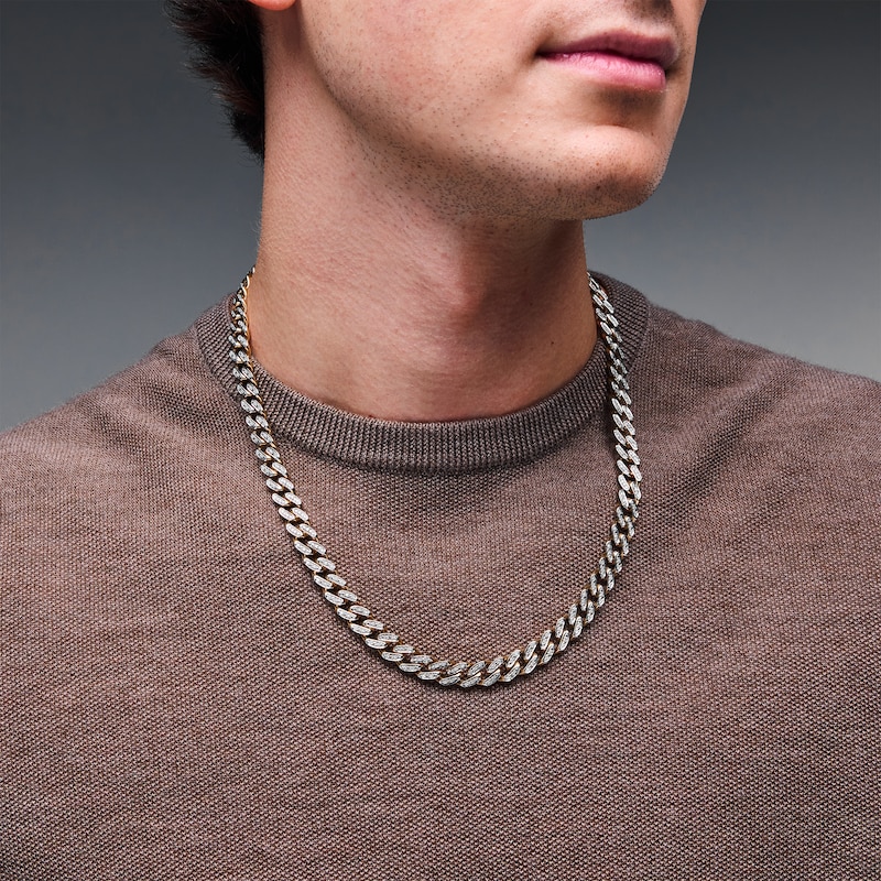 Main Image 2 of 2 CT. T.W. Diamond Pavé-Set Curb Chain Necklace in 10K Gold - 22”