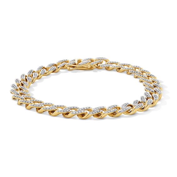 1 CT. T.w. Diamond PavÃ©-Set Curb Chain Bracelet in 10K Gold - 8.5â
