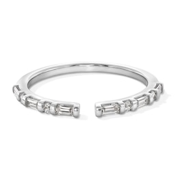 1/6 CT. T.W. Baguette and Round Certified Lab-Grown Diamond Open Shank Stackable Band in 10K White Gold (F/VS2)