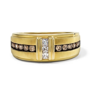 5/8 CT. T.W. Round Brown Diamond and Square-Cut White Diamond Band in 10K Gold