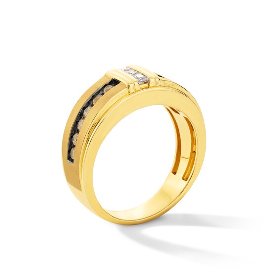 5/8 CT. T.w. Round Brown Diamond and Square-Cut White Diamond Band in 10K Gold