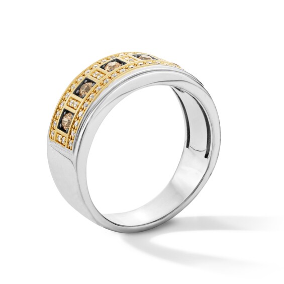 1/2 CT. T.w. Brown and White Diamond Five Stone Station Band in 10K Two-Tone Gold