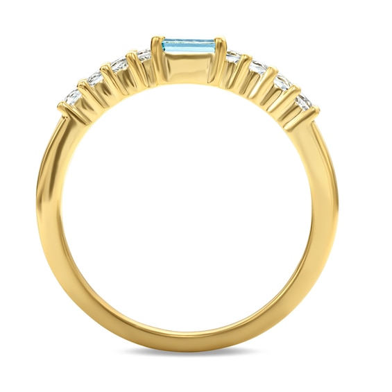 Baguette-Cut Birthstone and White Lab-Created Sapphire Stackable Ring (1 Stone)