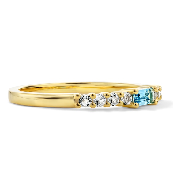 Baguette-Cut Birthstone and White Lab-Created Sapphire Stackable Ring (1 Stone)