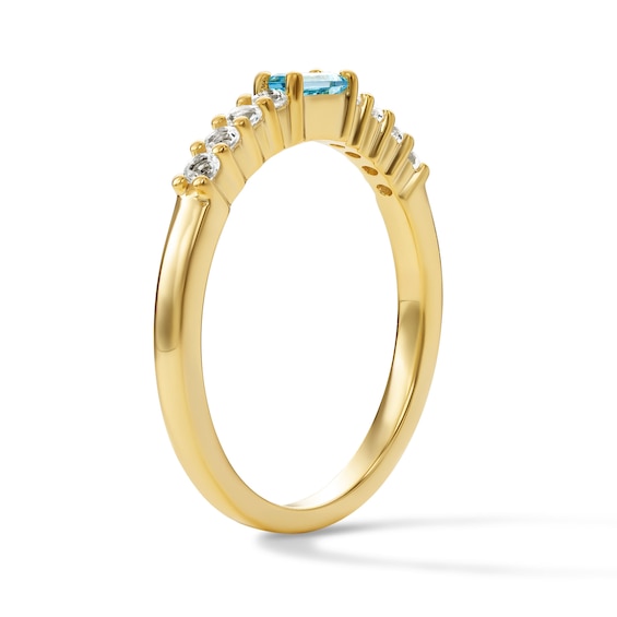 Baguette-Cut Birthstone and White Lab-Created Sapphire Stackable Ring (1 Stone)
