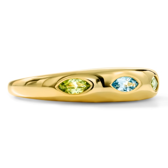Marquise-Cut Birthstone Flush-Set Station Ring (3 Stones)