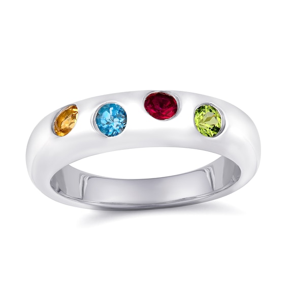 Birthstone Flush-Set Station Ring (4 Stones)
