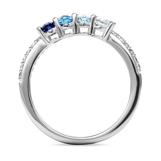 Mother's Oval Birthstone and White Lab-Created Sapphire Ring (4 Stones)