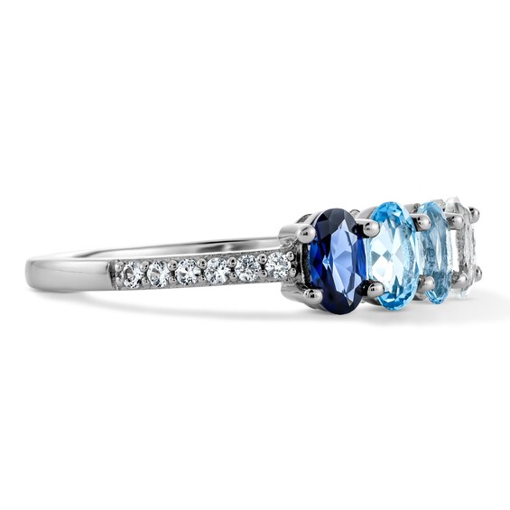 Mother's Oval Birthstone and White Lab-Created Sapphire Ring (4 Stones)