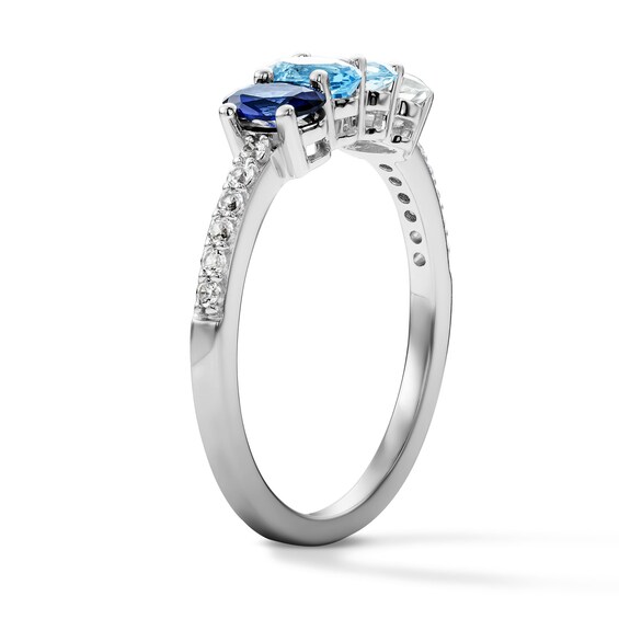 Mother's Oval Birthstone and White Lab-Created Sapphire Ring (4 Stones)