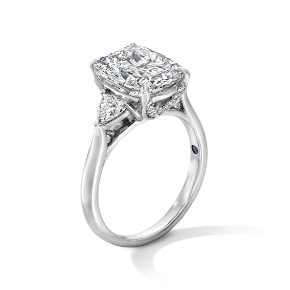 Vera Wang Love Collection 4-1/2 CT. T.w. Cushion Certified Lab-Grown Diamond Collar Engagement Ring in 14K White Gold