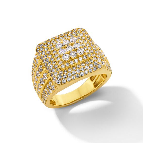 3 CT. T.w. Square-Shaped Lab-Grown Multi-Diamond Triple Frame Multi-Row Shank Ring in 10K Gold (F/Vs2)
