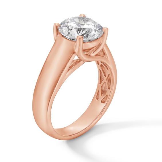 3 CT. Certified Lab-Grown Diamond Solitaire Thick Shank Engagement Ring in 14K Rose Gold (F/Vs2)