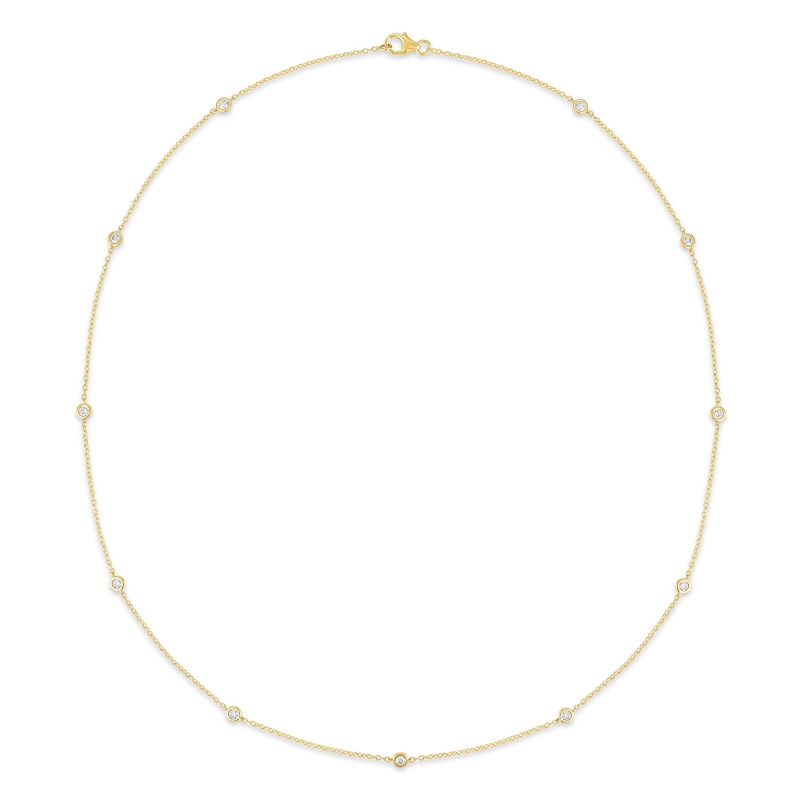 Main Image 1 of 1/2 CT. T.W. Certified Lab-Grown Diamond Bezel-Set Station Necklace in 10K Gold (F/VS2)