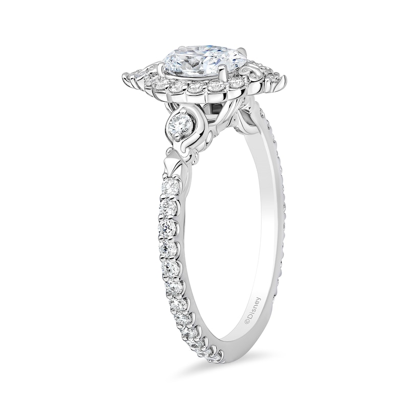 Main Image 2 of Enchanted Star Cinderella 1-1/3 CT. T.W. Oval Certified Lab-Grown Diamond Frame Engagement Ring in 14K White Gold