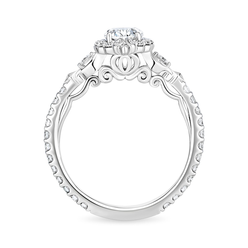 Main Image 3 of Enchanted Star Cinderella 1-1/3 CT. T.W. Oval Certified Lab-Grown Diamond Frame Engagement Ring in 14K White Gold