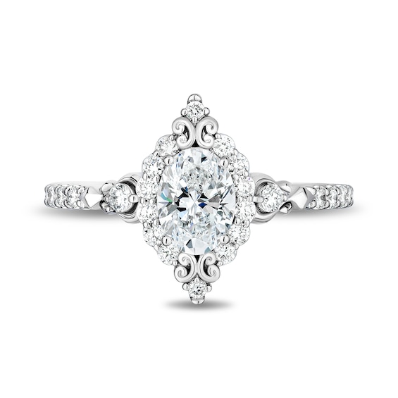 Enchanted Star Cinderella 1-1/3 CT. T.w. Oval Certified Lab-Grown Diamond Frame Engagement Ring in 14K White Gold
