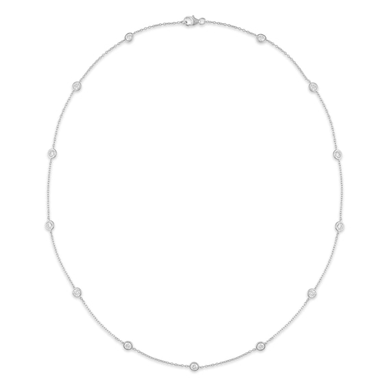 2 CT. T.w. Certified Lab-Grown Diamond Bezel-Set Station Necklace in 10K White Gold (F/Vs2)