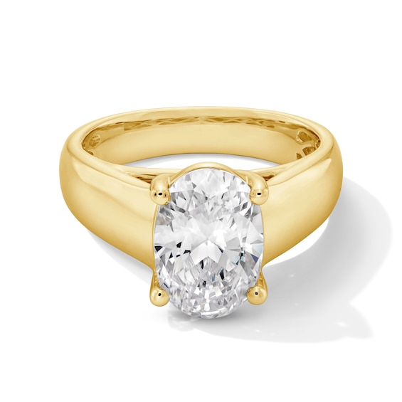 3 CT. Oval Certified Lab-Grown Diamond Solitaire Thick Shank Engagement Ring in 14K Gold (F/Vs2)