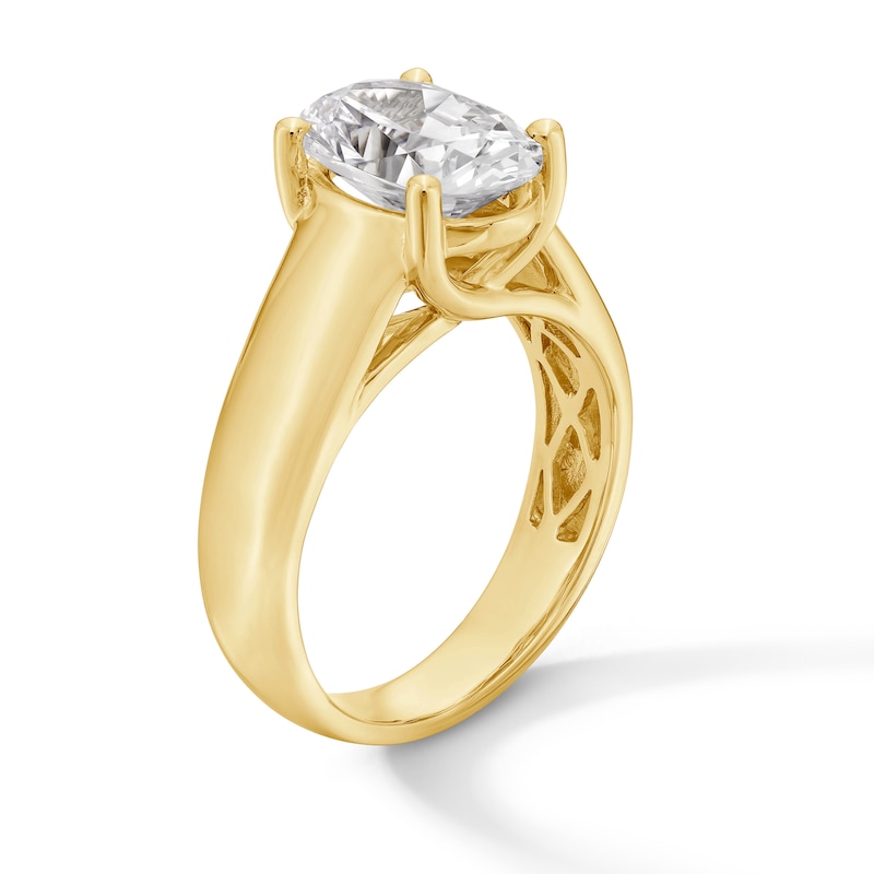 Main Image 2 of 3 CT. Oval Certified Lab-Grown Diamond Solitaire Thick Shank Engagement Ring in 14K Gold (F/VS2)