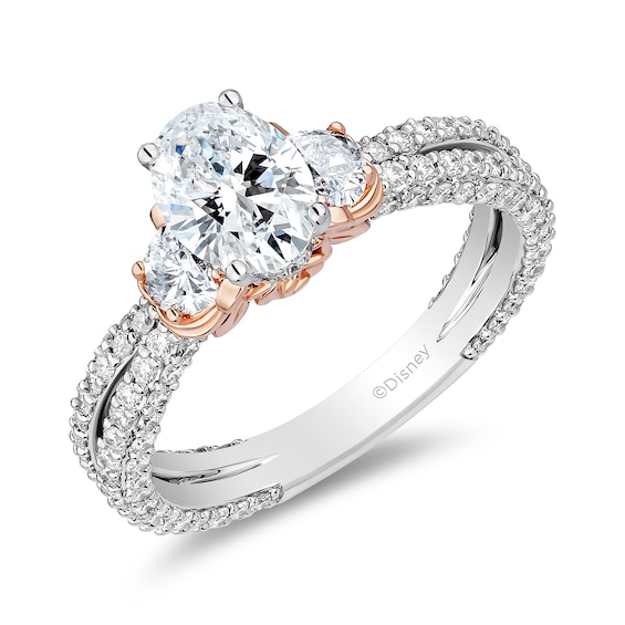 Enchanted Star Belle 2-1/4 CT. T.w. Oval Certified Lab-Grown Diamond Collar Engagement Ring in 14K Two-Tone Gold