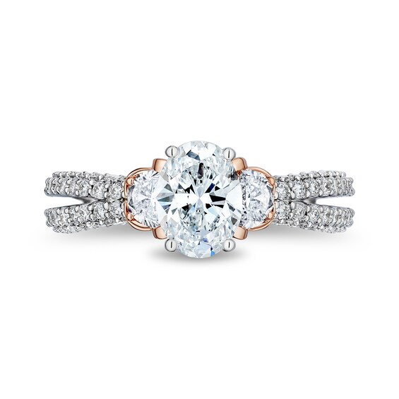 Enchanted Star Belle 2-1/4 CT. T.w. Oval Certified Lab-Grown Diamond Collar Engagement Ring in 14K Two-Tone Gold