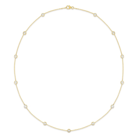 2 CT. T.w. Certified Lab-Grown Diamond Bezel-Set Station Necklace in 10K Gold (F/Vs2)