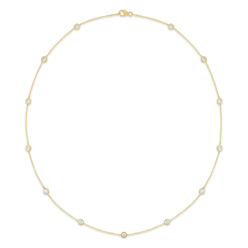 Main Image 1 of 2 CT. T.W. Certified Lab-Grown Diamond Bezel-Set Station Necklace in 10K Gold (F/VS2)