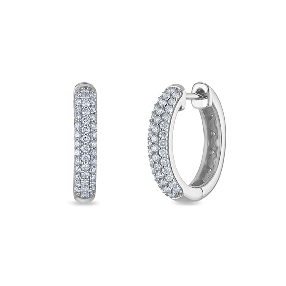 1/2 CT. T.w. Certified Lab-Grown Diamond Triple Row Hoop Earrings in 10K White Gold (F/Vs2)