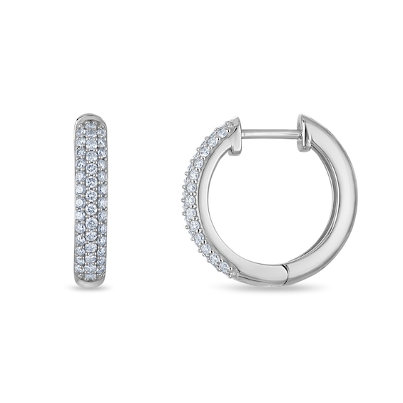 1/2 CT. T.w. Certified Lab-Grown Diamond Triple Row Hoop Earrings in 10K Gold (F/Vs2