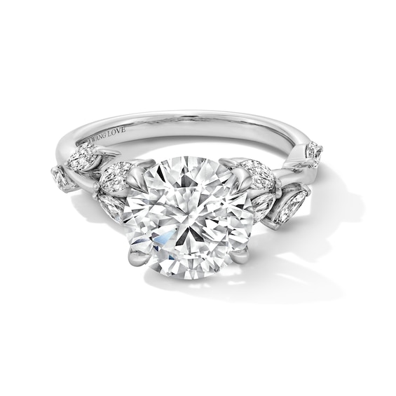 Vera Wang Love Collection 3-1/2 CT. T.w. Certified Lab-Grown Diamond Leaf Shank Engagement Ring in 14K White Gold