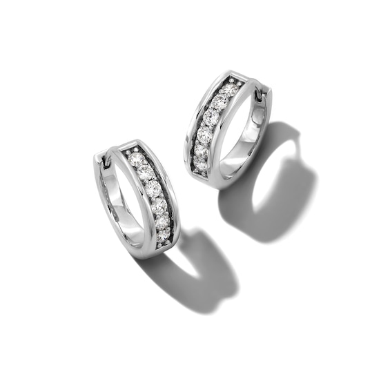 1/2 CT. T.w. Certified Lab-Grown Diamond Huggie Hoop Earrings in 10K White Gold (F/Vs2)