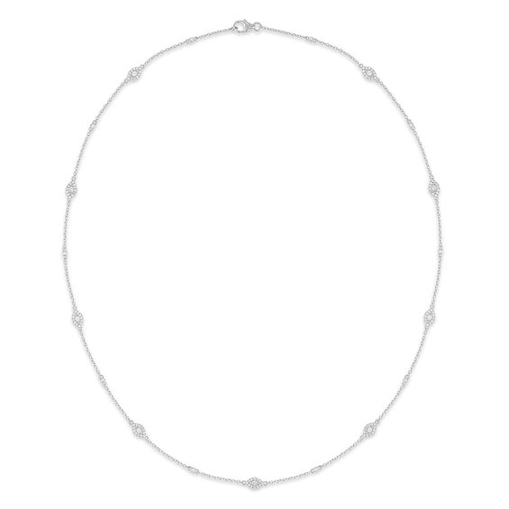 1/2 CT. T.w. Certified Lab-Grown Diamond Alternating Station Necklace in 10K White Gold (F/Vs2)