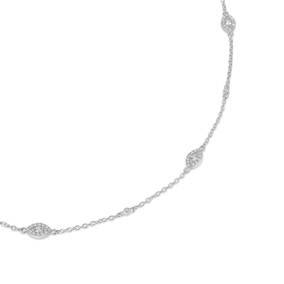 1/2 CT. T.w. Certified Lab-Grown Diamond Alternating Station Necklace in 10K White Gold (F/Vs2)