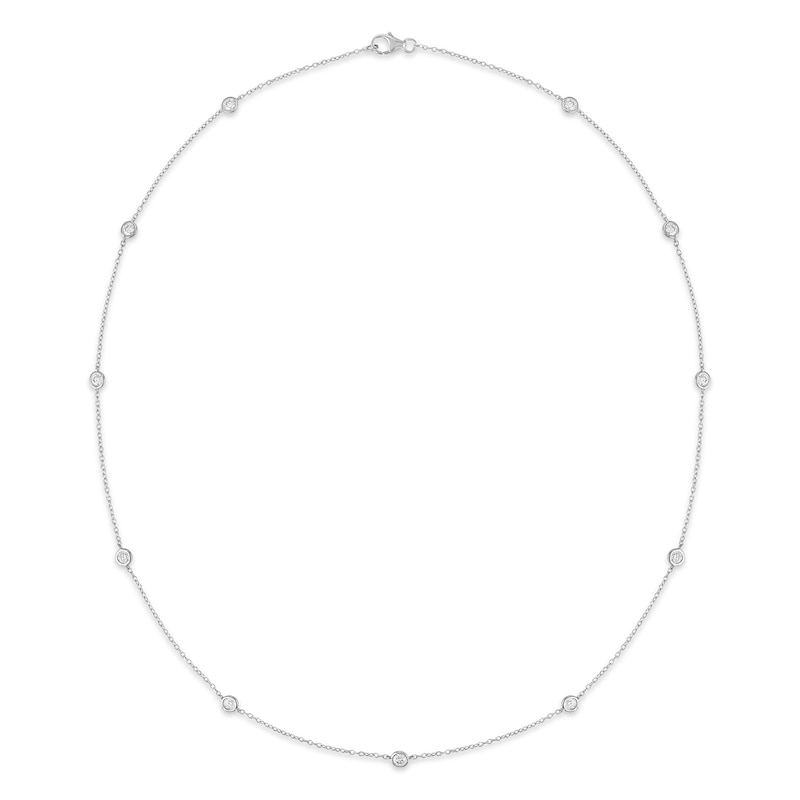 Main Image 1 of 1 CT. T.W. Certified Lab-Grown Diamond Bezel-Set Station Necklace in 10K White Gold (F/VS2)