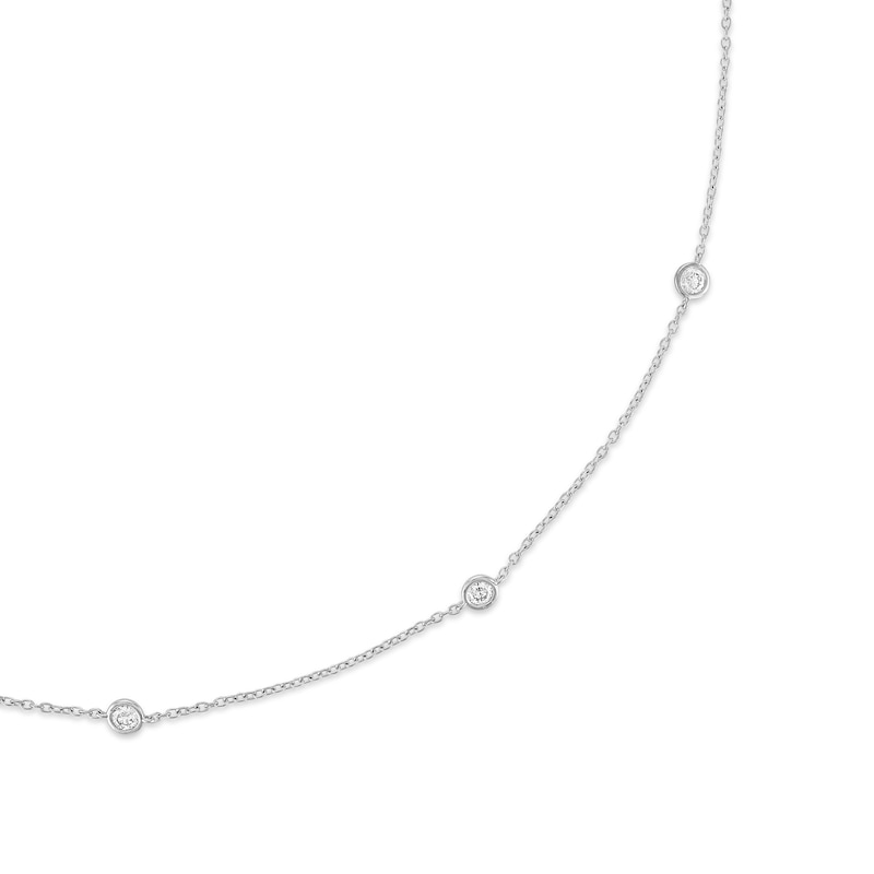 Main Image 2 of 1 CT. T.W. Certified Lab-Grown Diamond Bezel-Set Station Necklace in 10K White Gold (F/VS2)