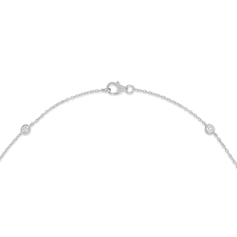 Main Image 3 of 1 CT. T.W. Certified Lab-Grown Diamond Bezel-Set Station Necklace in 10K White Gold (F/VS2)