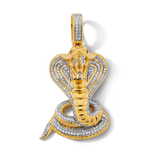 1/2 CT. T. W. Diamond and Lab-Created Ruby Cobra Necklace Charm in 10K Gold