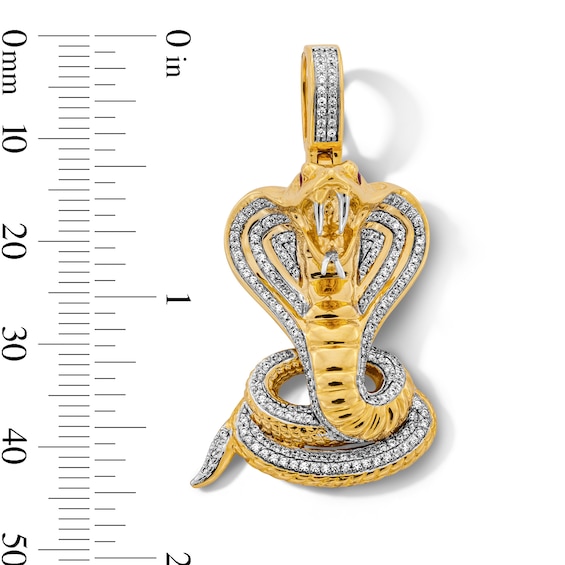 1/2 CT. T. W. Diamond and Lab-Created Ruby Cobra Necklace Charm in 10K Gold