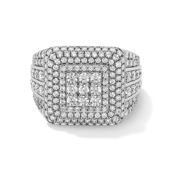 3 CT. T.w. Certified Lab-Grown Multi-Diamond Cushion Frame Ring in 10K White Gold (F/Vs2)