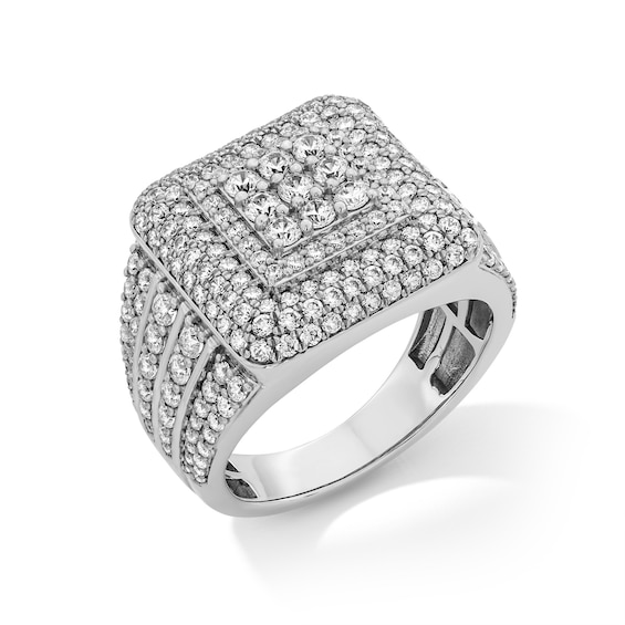 3 CT. T.w. Certified Lab-Grown Multi-Diamond Cushion Frame Ring in 10K White Gold (F/Vs2)