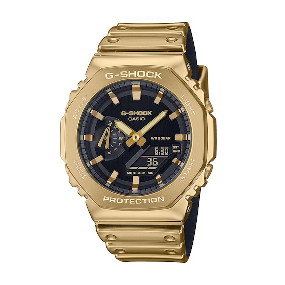 Men's Casio G-Shock G-Steel Metallic Analog-Digital Gold-Tone Watch with Black Dial (Model: Gm2100Ymg-9A)