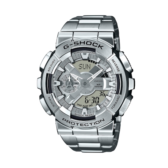 Men's Casio G-Shock Analog-Digital Stainless Steel Watch with Silver-Tone Dial (Model: Gm110D-8A)