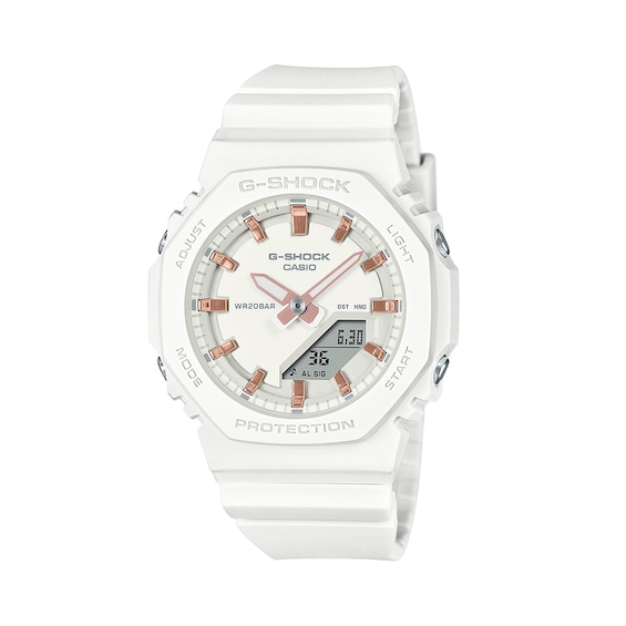 Ladies' Casio G-Shock Analog-Digital White Resin Strap Watch with White Dial (Model: Gmap2100M-7A)