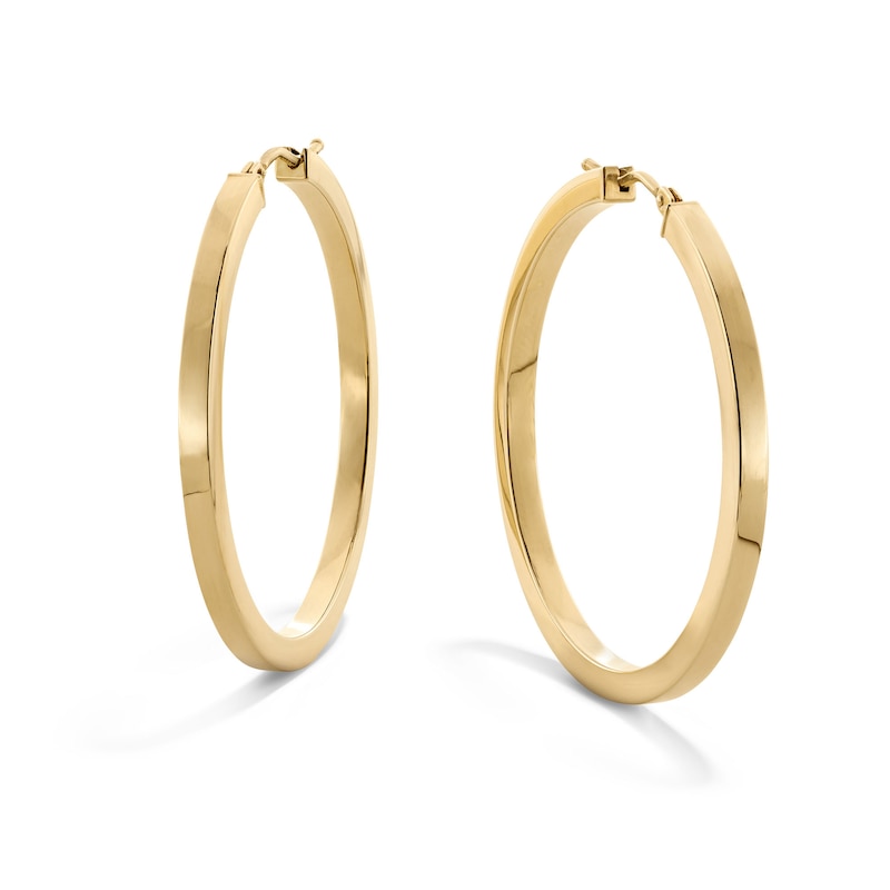Main Image 1 of 30.0mm Square Tube Hoop Earrings in Hollow 10K Gold