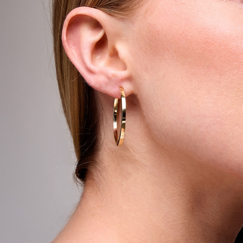 Main Image 2 of 30.0mm Square Tube Hoop Earrings in Hollow 10K Gold