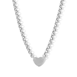 Heart Charm Necklace in Hollow Sterling Silver