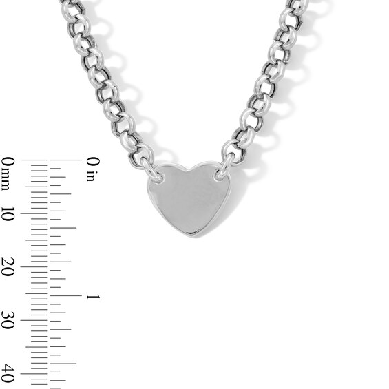 Heart Charm Necklace in Hollow Sterling Silver
