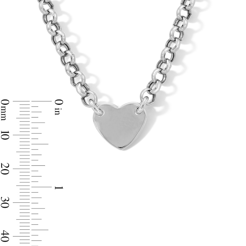 Main Image 3 of Heart Charm Necklace in Hollow Sterling Silver